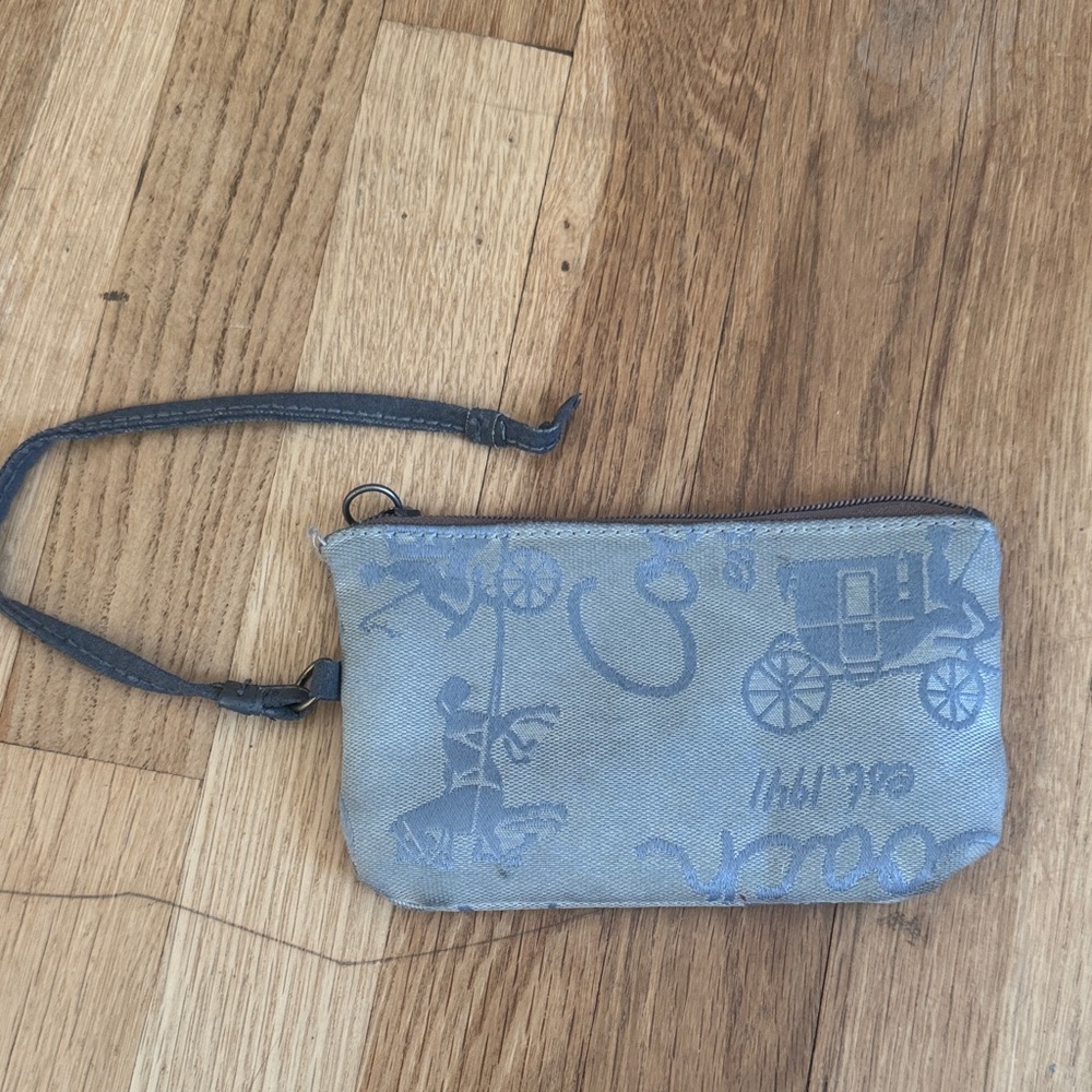 Coach Blue Wristlet with Iconic Print